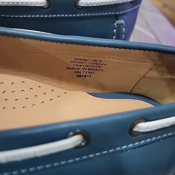 L.L. Bean Boat Shoes Womens Sz 5 Turquoise Teal Green Leather Slip On Moccasins - Picture 3 of 8